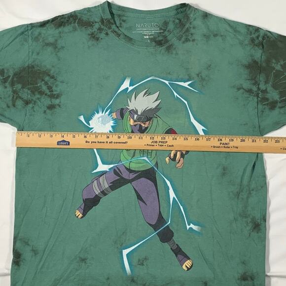 NARUTO Shippuden Collection Kakashi Hatake Green Black Dye T-Shirt sz L Anime - Picture 6 of 7